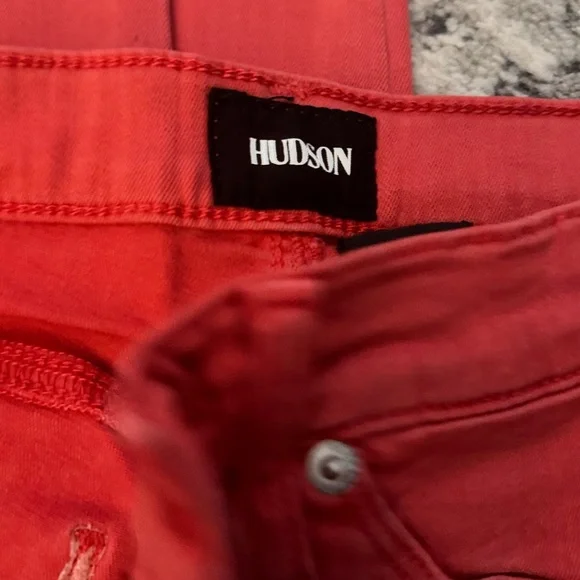 Hudson Faded Red High Waist Super Skinny Jeans